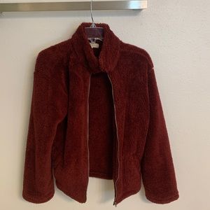 boutique fluffy jacket medium maroon